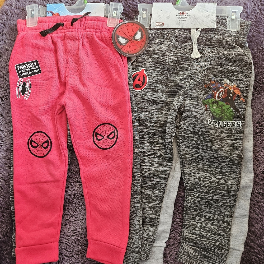Marvel Kids Joggers - Gray and Pink with Avengers and Spider-Man